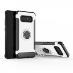 Wholesale Galaxy Note 8 360 Rotating Ring Stand Hybrid Case with Metal Plate (Silver)